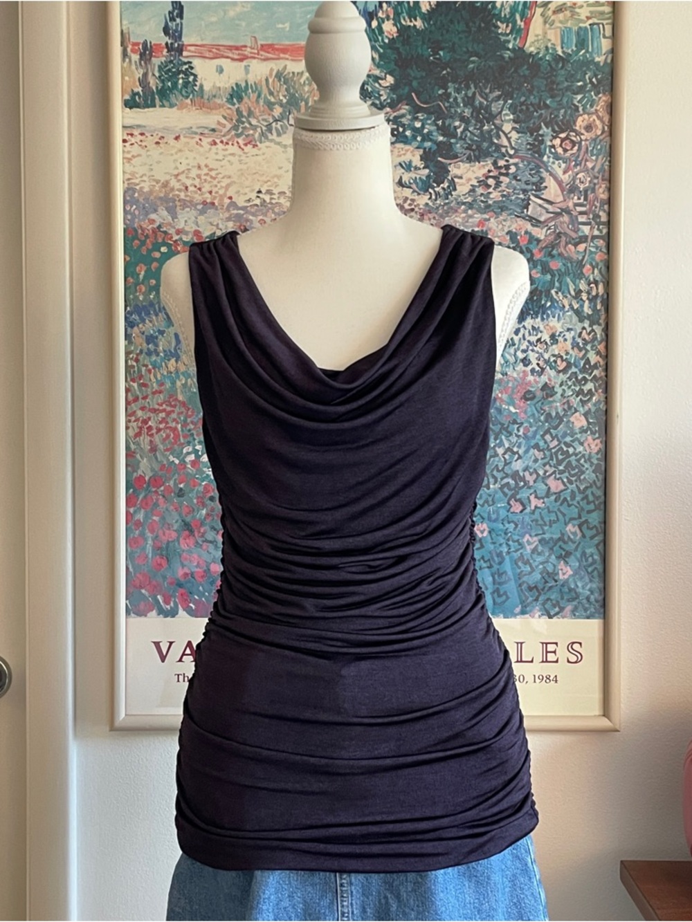 Vintage Y2K Apt. 9 Cowl Neck Tank Top XS Deep Purple Draped Fitted Going Out
